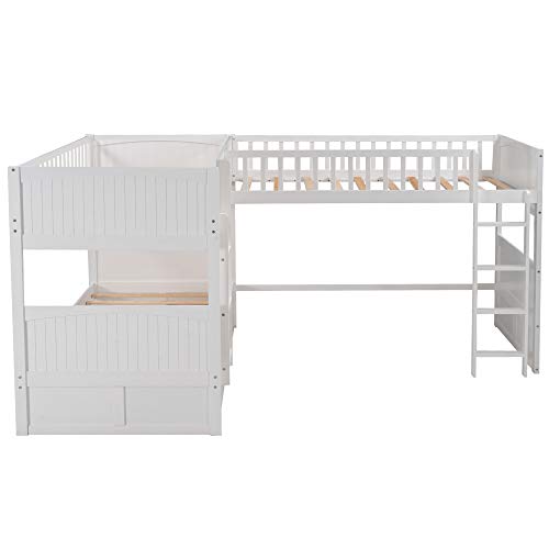 Merax Bunk Bed with a Loft Attached, Two Storage Drawers