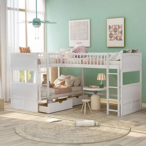 Merax Bunk Bed with a Loft Attached, Two Storage Drawers