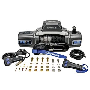 Superwinch 1712201 SX12SR 12V DC Winch 12,000 lb/5,443 kg Single Line Pull with Hawse Fairlead, 3/8in x 85ft Synthetic Rope, Corded Handheld and Wireless Remote