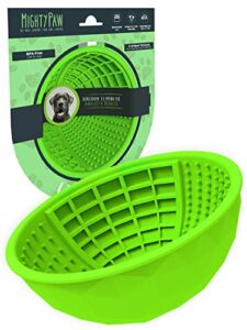 mighty paw dog lick bowl | interactive slow feeder puzzle for anxiety, calming and boredom. wobbles or stays put. works w/ soft food & supports oral health. dishwasher safe bpa free silicone