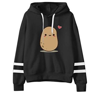 hemlock teen girls hoodies spud cute hooded sweatshirt junior sports blouse long sleeve hooded pullovers summer tops black