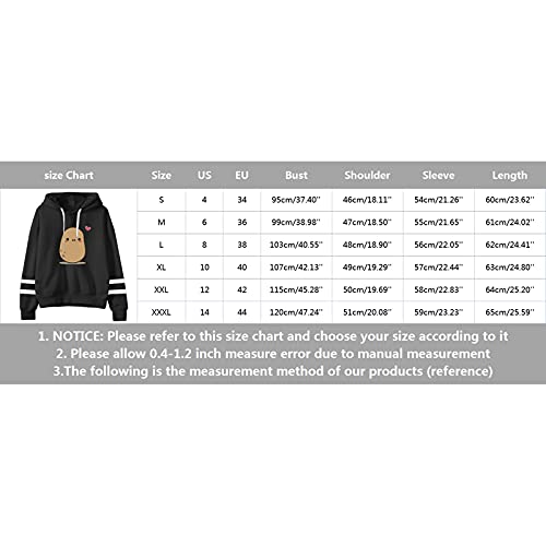 Hemlock Teen Girls Hoodies Spud Cute Hooded Sweatshirt Junior Sports Blouse Long Sleeve Hooded Pullovers Summer Tops Black