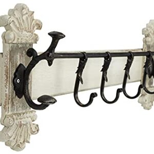 Deco 79 Metal 7 Hangers Wall Hook, 33" x 6" x 13", White