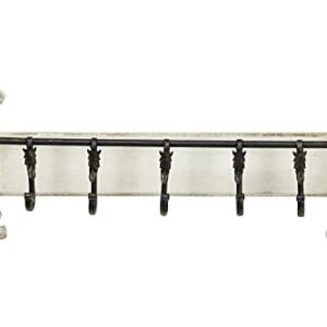 Deco 79 Metal 7 Hangers Wall Hook, 33" x 6" x 13", White