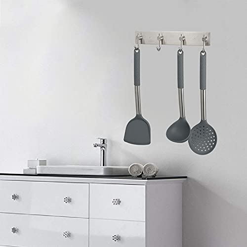 TocTen Coat Rack, Thicken Stainless Steel Coat Hook Rack, Wall Hook Available in Wall Mounted and Adhesive Install, Towel Hook for Bathroom and Kitchen to Hang Robe, Spoon, Towel, Key (3, Brushed)