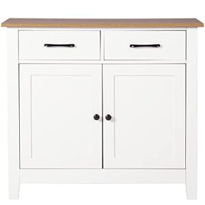 Friday discount Kitchen Sideboard Buffet Storage Cabinet with 2 Drawers, 1 Adjustable Shelf, 2 Doors Cupboard Console Table for Living Room, Dining Room, Hallway Furniture, Ivory White