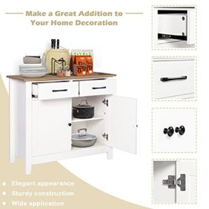 Friday discount Kitchen Sideboard Buffet Storage Cabinet with 2 Drawers, 1 Adjustable Shelf, 2 Doors Cupboard Console Table for Living Room, Dining Room, Hallway Furniture, Ivory White