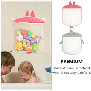 balacoo 2pcs Wall Mounted Storage Bag Cartoon Mesh Bath Toy Organizer Suction Cup Hanging Basket for Kitchen Bathroom Wall Door Closet 42X35CM