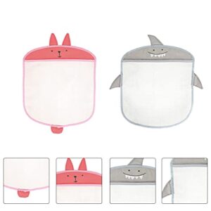 balacoo 2pcs Wall Mounted Storage Bag Cartoon Mesh Bath Toy Organizer Suction Cup Hanging Basket for Kitchen Bathroom Wall Door Closet 42X35CM