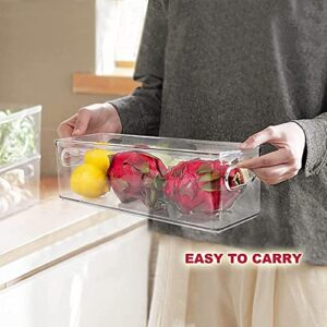 3 Pack Refrigerator Organizer Bins with Pull-out Drawer, Large Stackable Fridge Drawer Organizer Set with Handle, BPA-free Drawable Clear Storage Cases for Freezer, Cabinet, Kitchen, Pantry Organization