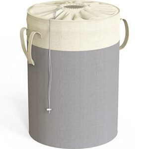 simplehouseware round terylene cotton collapsible laundry hamper basket, grey