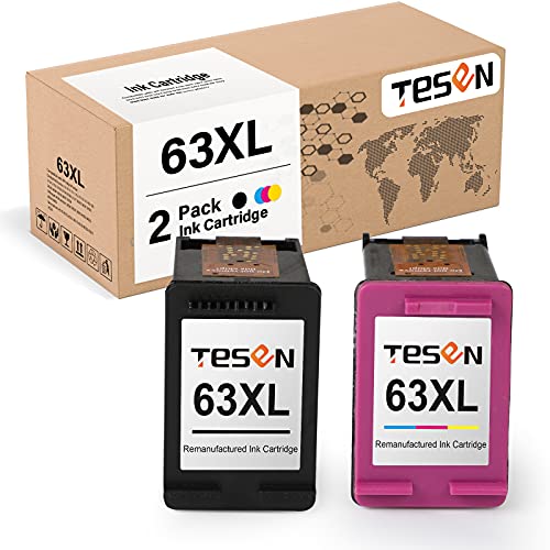 TESEN 63XL Remanufactured 63 XL Ink Cartridge Replacement for HP 63 XL 63XL to use with HP Officejet 3830 3833 4650 4652 4655 Deskjet 1112 3631 3634 3637 3639 2132 Envy 4520 4524 4510 (Combo Pack)