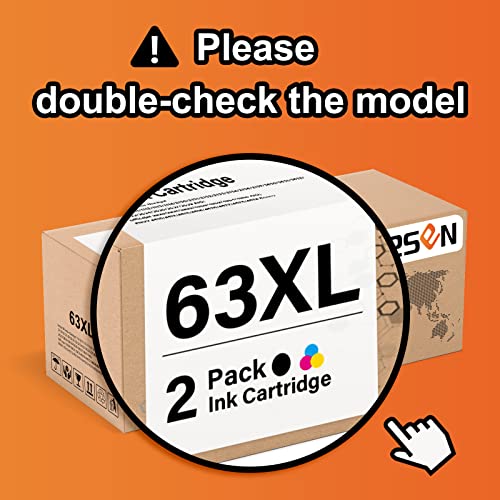 TESEN 63XL Remanufactured 63 XL Ink Cartridge Replacement for HP 63 XL 63XL to use with HP Officejet 3830 3833 4650 4652 4655 Deskjet 1112 3631 3634 3637 3639 2132 Envy 4520 4524 4510 (Combo Pack)