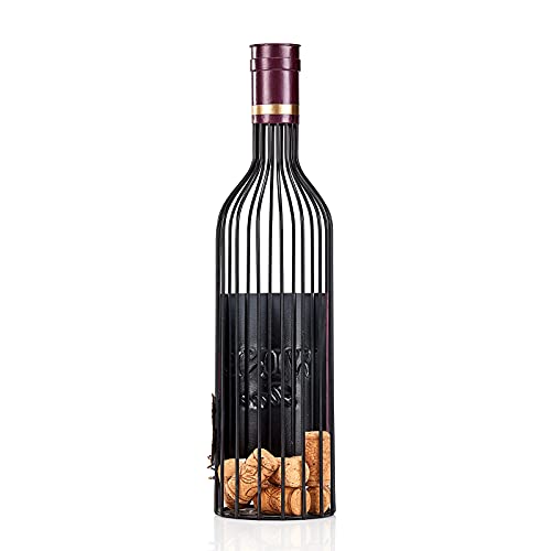 Aayla Wine Cork Holder - Wine Time Cork Storage, Black and Antique Gold Purple, Unique Gift for Wine Lovers (Wire Wine Shape, Holds Approximately 55 Corks)