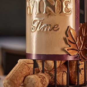 Aayla Wine Cork Holder - Wine Time Cork Storage, Black and Antique Gold Purple, Unique Gift for Wine Lovers (Wire Wine Shape, Holds Approximately 55 Corks)