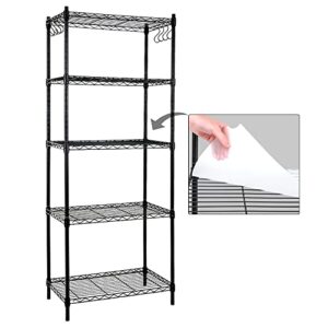 ezpeaks 5-shelf shelving unit with shelf liners set of 5, nsf certified, adjustable, steel organizer wire rack, 100lbs loading capacity per shelf, for kitchen and garage (23.6w x 14d x 59h) black