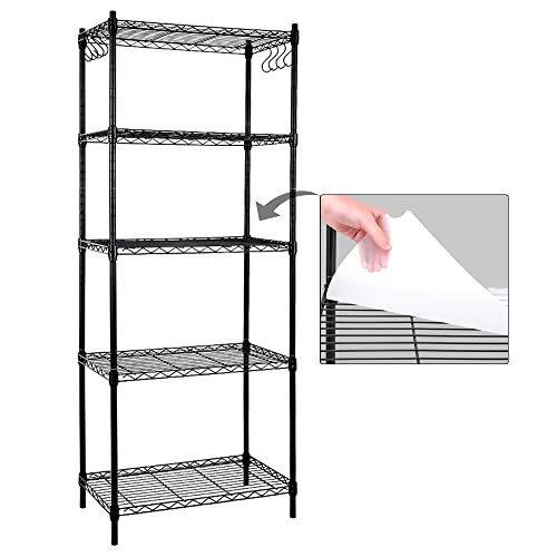 EZPEAKS 5-Shelf Shelving Unit with Shelf Liners Set of 5, NSF Certified, Adjustable, Steel Organizer Wire Rack, 100lbs Loading Capacity Per Shelf, for Kitchen and Garage (23.6W x 14D x 59H) Black