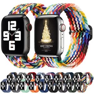 atenzol braided solo loop compatible with apple watch bands 38mm 40mm 41mm 42mm 44mm 45mm 49mm women men, adjustable buckle, stretchy elastics sport wristband for iwatch ultra 8 7 6 se 5 4 3 2 1 (1-rainbow+pride edition, 38mm 40mm 41mm)