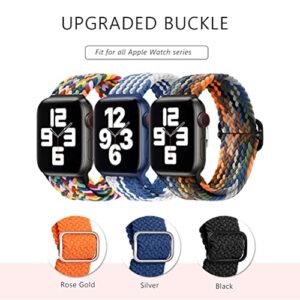 Atenzol Braided Solo Loop Compatible with Apple Watch Bands 38mm 40mm 41mm 42mm 44mm 45mm 49mm Women Men, Adjustable Buckle, Stretchy Elastics Sport Wristband for iWatch Ultra 8 7 6 SE 5 4 3 2 1 (1-Rainbow+Pride Edition, 38mm 40mm 41mm)