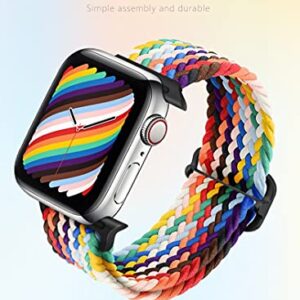 Atenzol Braided Solo Loop Compatible with Apple Watch Bands 38mm 40mm 41mm 42mm 44mm 45mm 49mm Women Men, Adjustable Buckle, Stretchy Elastics Sport Wristband for iWatch Ultra 8 7 6 SE 5 4 3 2 1 (1-Rainbow+Pride Edition, 38mm 40mm 41mm)