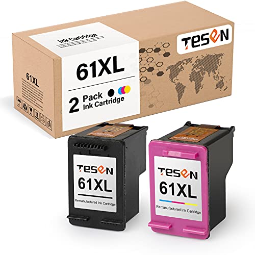 TESEN 61XL Remanufactured 61XL Ink Cartridge Replacement for HP 61XL 61 XL Use with HP Envy 4500 4508 5535 DeskJet 1000 1012 1512 Officejet 2620 2624 4630 eAIO Series Printer (1Black+1Color, Combo)