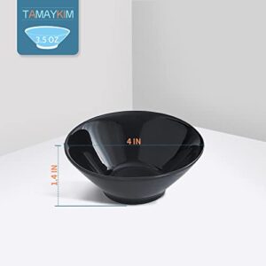 TAMAYKIM 3.5 oz Porcelain Dip/Dipping Bowls Set of 10, 4 Inch Dipping Sauce Dishes, Small Sauce Cups for Sushi, Tomato Sauce, Soy, BBQ-Chip and Serving Bowl Set, Black