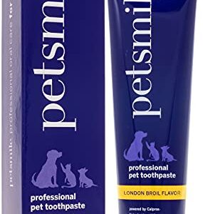 Petsmile Professional Pet Toothpaste | Cat & Dog Dental Care | Controls Plaque, Tartar, & Bad Breathe | Only VOHC Accepted Toothpaste | Teeth Cleaning Pet Supplies (London Broil, 4.2 Oz)