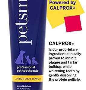 Petsmile Professional Pet Toothpaste | Cat & Dog Dental Care | Controls Plaque, Tartar, & Bad Breathe | Only VOHC Accepted Toothpaste | Teeth Cleaning Pet Supplies (London Broil, 4.2 Oz)