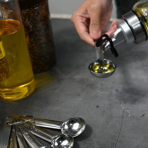 Measuring Spoons Set, Stainless Steel Teaspoon Measuring Spoons for Measuring Dry and Liquid Ingredients, Tablespoon Measure Spoon Set of 6 with Bonus Leveler, Dishwasher Safe
