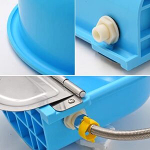 MINYULUA Automatic Waterer Bowl Large Horse Watering Bowl with Float Valve, Drain Plug & Braided Hose, Livestock Water Trough for Dog Goat Cattle Sheep Pig, Light Blue