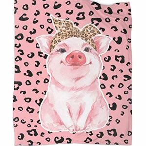 Cute Pig Cozy Soft Flannel Blanket Luxury Fleece Bed Blanket Throw Blanket Lightweight for Sofa Chair Bed for Couch Living Room 60"X50"