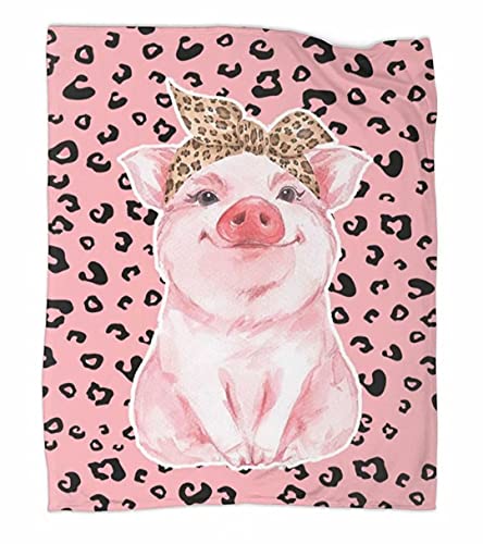 Cute Pig Cozy Soft Flannel Blanket Luxury Fleece Bed Blanket Throw Blanket Lightweight for Sofa Chair Bed for Couch Living Room 60"X50"