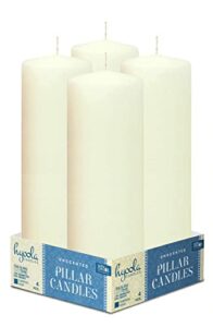 hyoola ivor pillar candles 2x8 inch - 4 pack unscented pillar candles - european made