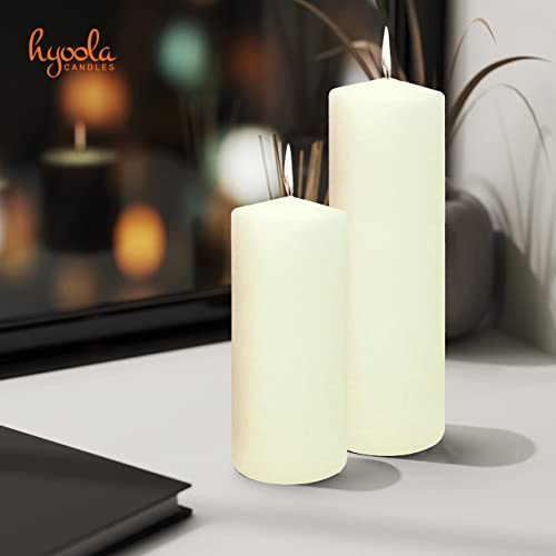 Hyoola Ivor Pillar Candles 2x8 Inch - 4 Pack Unscented Pillar Candles - European Made