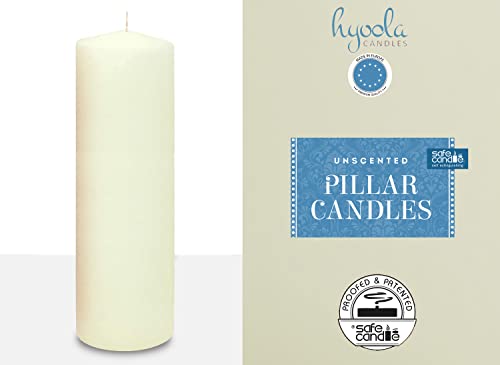 Hyoola Ivor Pillar Candles 2x8 Inch - 4 Pack Unscented Pillar Candles - European Made