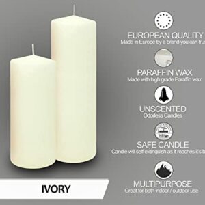 Hyoola Ivor Pillar Candles 2x8 Inch - 4 Pack Unscented Pillar Candles - European Made