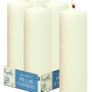 Hyoola Ivor Pillar Candles 2x8 Inch - 4 Pack Unscented Pillar Candles - European Made