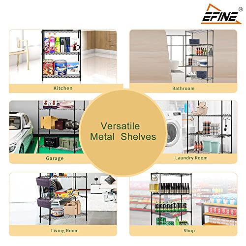 EFINE 5-Shelf Shelving Unit with Shelf Liners set of 5, NSF Certified, Adjustable, Steel Organizer Wire Rack, 100lbs Loading Capacity Per Shelf, for Kitchen and Garage (23.6W x 14D x 59H) Black