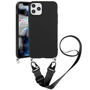 yoedge crossbody case for samsung galaxy a32 (5g) [ 6.5" ] with adjustable neck cord lanyard strap - soft silicone shockproof protective cover with lovely design pattern - black