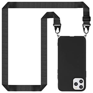 Yoedge Crossbody Case for Samsung Galaxy A32 (5G) [ 6.5" ] with Adjustable Neck Cord Lanyard Strap - Soft Silicone Shockproof Protective Cover with Lovely Design Pattern - Black