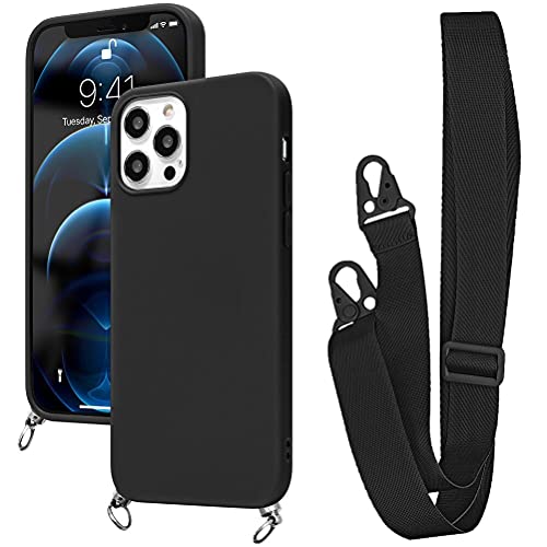 Yoedge Crossbody Case for Samsung Galaxy A32 (5G) [ 6.5" ] with Adjustable Neck Cord Lanyard Strap - Soft Silicone Shockproof Protective Cover with Lovely Design Pattern - Black