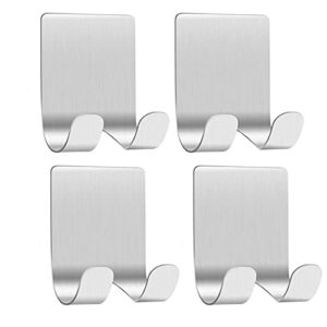 Razor Holder for Shower( 4 Pack), JEXCULL Stainless Steel Self Adhesive Shaver Hooks Hangers Holders Racks Organizers Heavy Duty Bathing Shower Hook for Bathroom, Toilet, Loofah(Silvery）