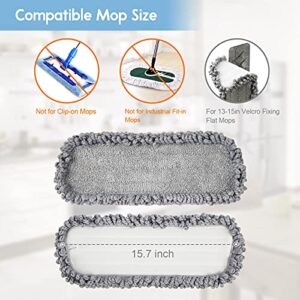 Microfiber Spray Mop Pads for Floor Cleaning, 3× HOMSIER Washable Replacement Mop Heads Reusable Wet Dry Mop Refills for Home Kitchen Tile Marble Wood Floor Care Flat Dust Mops with Velcro(Grey)