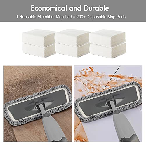 Microfiber Spray Mop Pads for Floor Cleaning, 3× HOMSIER Washable Replacement Mop Heads Reusable Wet Dry Mop Refills for Home Kitchen Tile Marble Wood Floor Care Flat Dust Mops with Velcro(Grey)