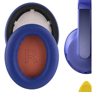 geekria quickfit protein leather replacement ear pads for anker soundcore life q10, q10 bt headphones earpads, headset ear cushion repair parts (blue/orange)