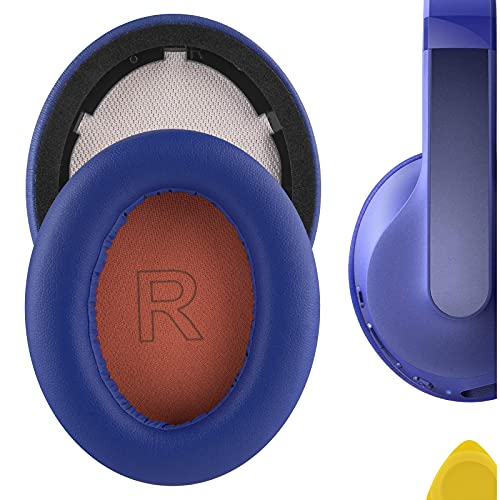 Geekria QuickFit Protein Leather Replacement Ear Pads for Anker Soundcore Life Q10, Q10 BT Headphones Earpads, Headset Ear Cushion Repair Parts (Blue/Orange)