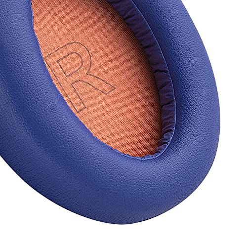 Geekria QuickFit Protein Leather Replacement Ear Pads for Anker Soundcore Life Q10, Q10 BT Headphones Earpads, Headset Ear Cushion Repair Parts (Blue/Orange)