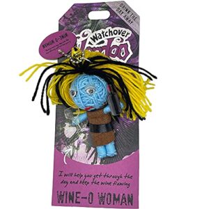 watchover voodoo - string voodoo doll keychain – novelty voodoo doll for bag, luggage or car mirror - wine-o woman voodoo keychain, 5 inches