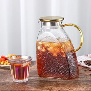 BINCOO Fridge Door Water Pitcher,1.8 Liter/60oz Glass Pitcher, Ice Tea Pitcher For Fridge, Pitcher Beverage Pitcher Drinking Carafe for Homemade Juice Ice Tea Wine Coffee Milk Lemonade