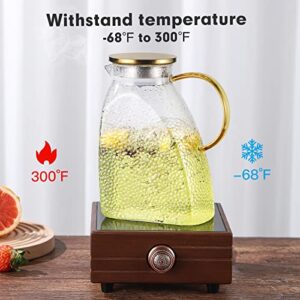 BINCOO Fridge Door Water Pitcher,1.8 Liter/60oz Glass Pitcher, Ice Tea Pitcher For Fridge, Pitcher Beverage Pitcher Drinking Carafe for Homemade Juice Ice Tea Wine Coffee Milk Lemonade